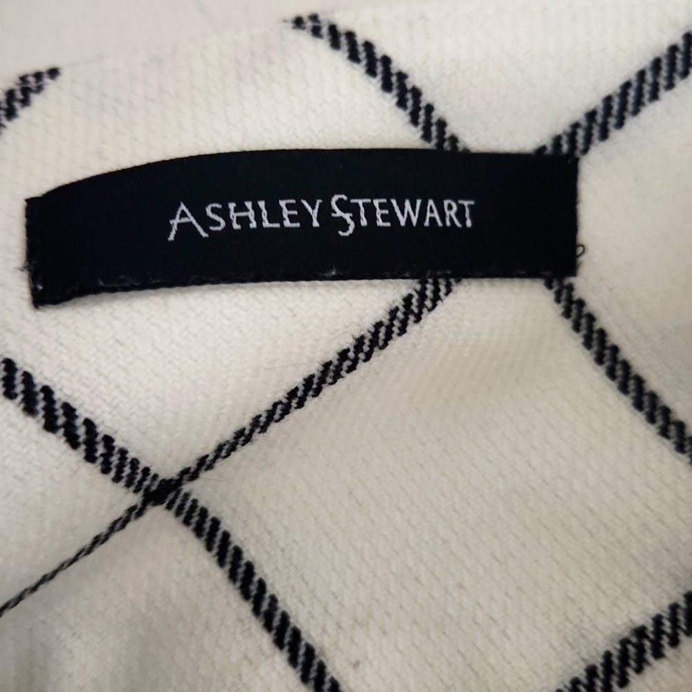 Elegant White Checkered Modest Skirt Large Career - Picture 7 of 7